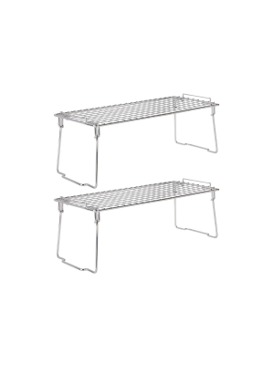 Mdesign Metal Stackable Kitchen Storage Organizer Shelf, 2 Pack