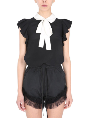 Redvalentino Pussybow Ruffled Blouse