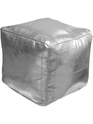 Square Moroccan Pouf Silver