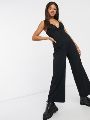 Pieces Jersey Jumpsuit With Wide Leg In Black