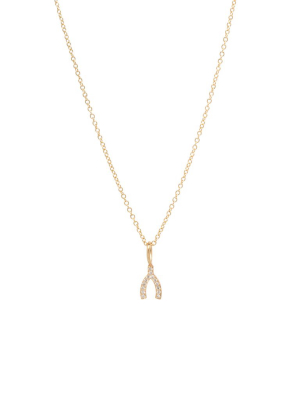 14k Midi Bitty Pave Wishbone Necklace