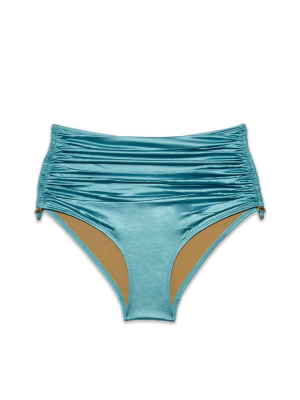 Holi Glamour High Waist Bikini Bottom - Aqua Blue