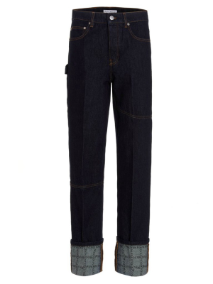 Jw Anderson Logo Grid Turn Up Jeans