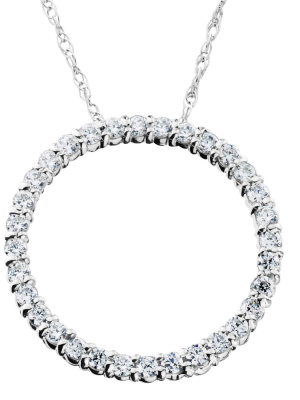 Pompeii3 1/2ct Diamond Circle Pendant 14k White Gold Lab Created