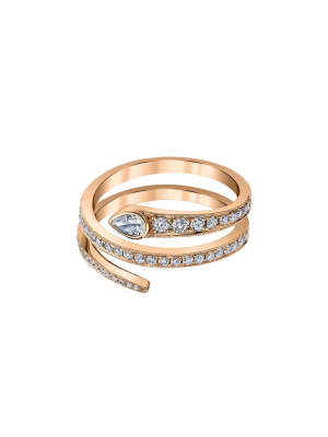 Wrapped Diamond Snake Ring - Rose Gold