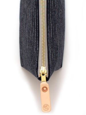 Indigo Chalk Stripe Travel Clutch