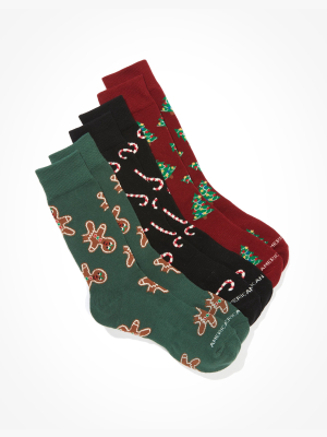 Aeo Christmas Crew Socks 3-pack