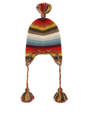 Alanui Stripe Patterned Pompom Beanie