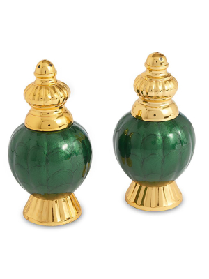 Julia Knight Peony 4" Salt And Pepper Set In Gold Emerald