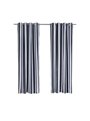 Coastal Printed Striped Grommet Top Indoor/outdoor Blackout Curtain Panel - Outdoor Décor