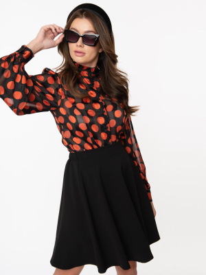 Smak Parlour Black & Orange Polka Dot Resident Artist Blouse