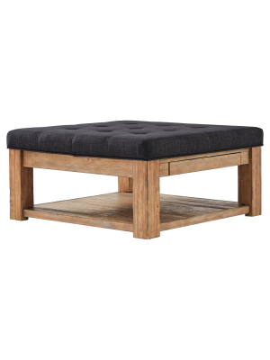 Southgate Natural Dimple Tufted Cocktail Ottoman - Inspire Q