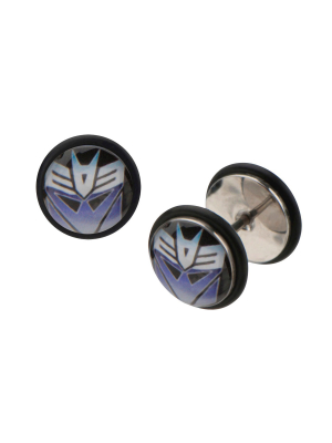 Women's Hasbro Transformers Decepticon Graphic Stainless Steel Screw Back Earrings