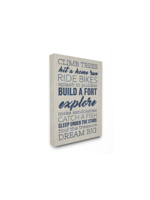 24"x1.5"x30" Climb Trees Dream Big Navy With Tan Oversized Stretched Canvas Wall Art - Stupell Industries