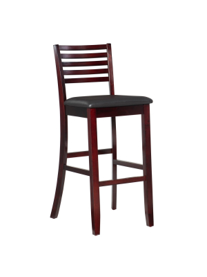 30" Torino Ladder Back Barstool Upholstered Seat - Espresso Wood - Linon