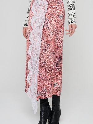 Residency Collection - Printed Satin And Lace Skirt