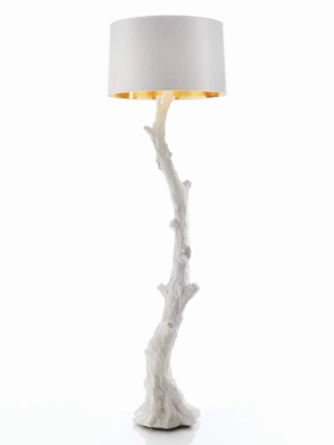 Global Views Faux Bois Floor Lamp White