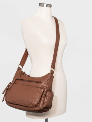 Bueno Zip Closure Crossbody Bag - Brown