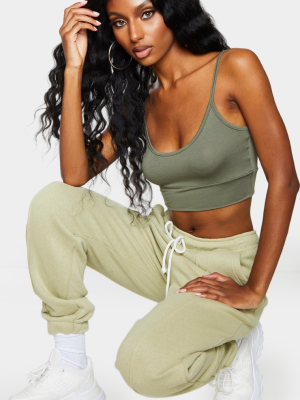 Khaki Jersey Elasticated Bralet