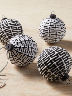 Black And White Ornaments Set Of 4