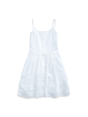 Eyelet Buttoned Cotton Dress