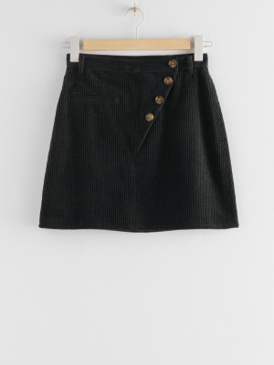 Corduroy Button Fly Mini Skirt