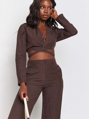 Sinner Pinstripe Shirt Brown