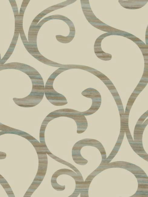 Dazzling Coil Wallpaper In Beige And Metallic Gold-green By York Wallcoverings