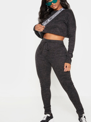 Shape Black Knit Tie Waist Leggings