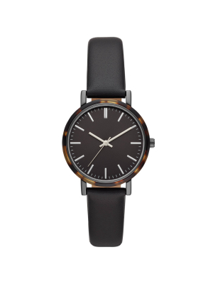 Women's Tort Bezel Strap Watch - A New Day™ Brown