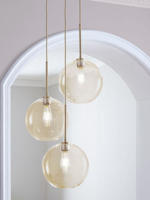 Sculptural Glass 3-light Globe Chandelier - Champagne