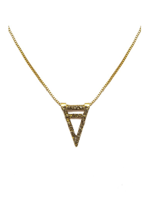 Cutout Triangle Pendant Necklace - Pyrite