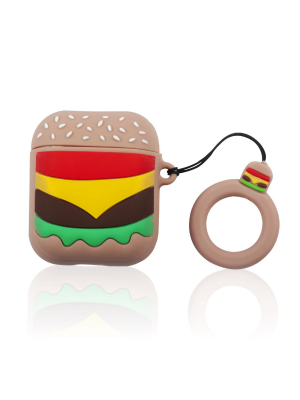 Insten Cute 3d Silicone Case For Airpods 2 & 1, Hamburger Burger Cartoon Cover With Ring Strap