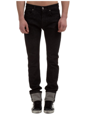 Versace Straight Leg Logo Patch Jeans