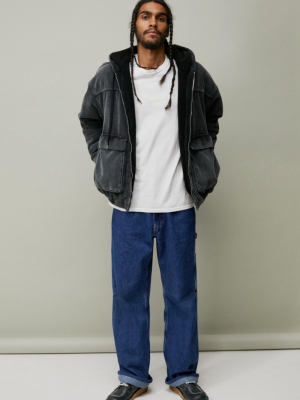 Bdg Washed Black Lined Corduroy Hooded Jacket