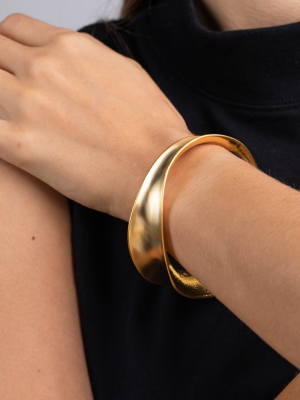 Satin Gold Wavy Contoured Bangle