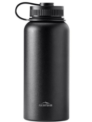 Monoprice Vacuum Sealed Wide Mouth Water Bottle - Black - 32oz. | Bpa Free, Insulated, Sweatproof, Hot And Cold - Pure Outdoor Collection