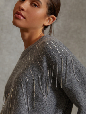 Elisha Cropped Beaded Sweater