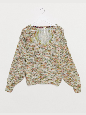 Free People Highland Space Knit Sweater In Cream Multi