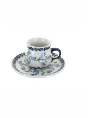 Blue Rose Polish Pottery Tulip Espresso Cup & Saucer