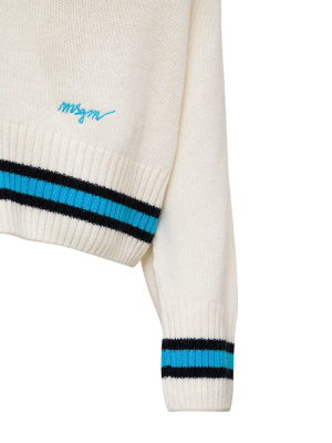 Msgm Contrast-stripe Knitted Cardigan