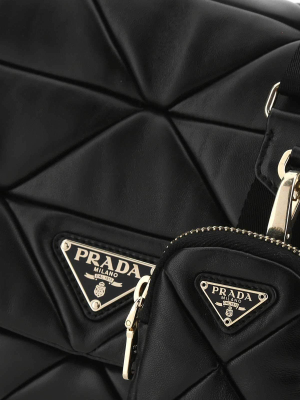 Prada System Logo Plaque Quilted Shoulder Bag