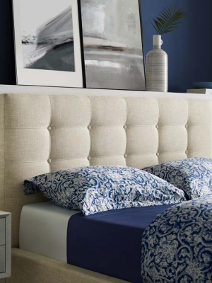 Melissa Queen Biscuit Tufted Upholstered Fabric Platform Bed