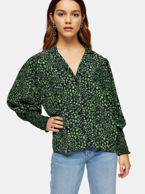 Petite Green Fan Print Shirt