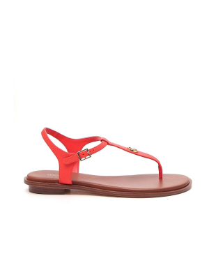 Michael Michael Kors Logo Plaque T-bar Strap Sandals