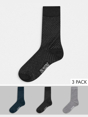 Only & Sons Print Sock 3-pack In Green, Navy, Gray