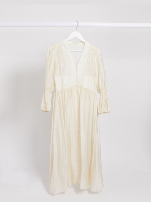 Ghospell Button Front Sheer Maxi Dress