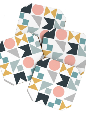 4pk The Old Art Studio Modern Geometric Coasters - Society6