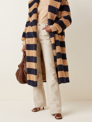 Teddy Oversized Striped Alpaca-blend Coat