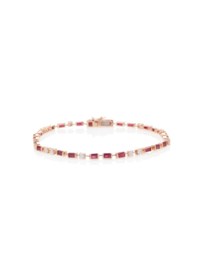 Baguette Ruby And Diamond Tennis Bracelet